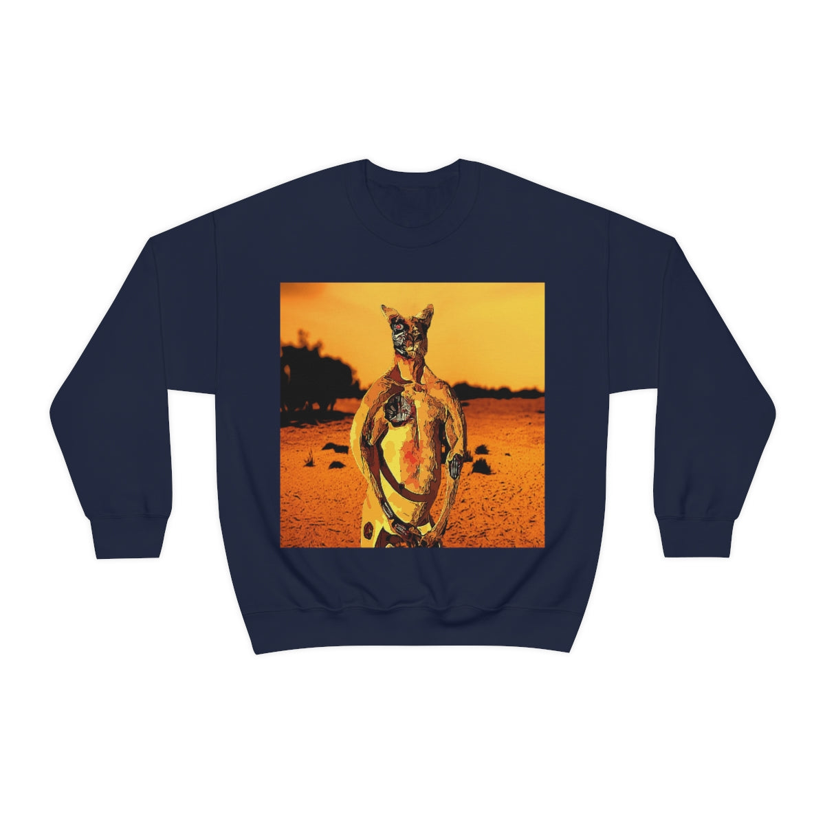 The Terminator Kangaroo in the Aussie Outback- Unisex Heavy Blend™ Crewneck Sweatshirt