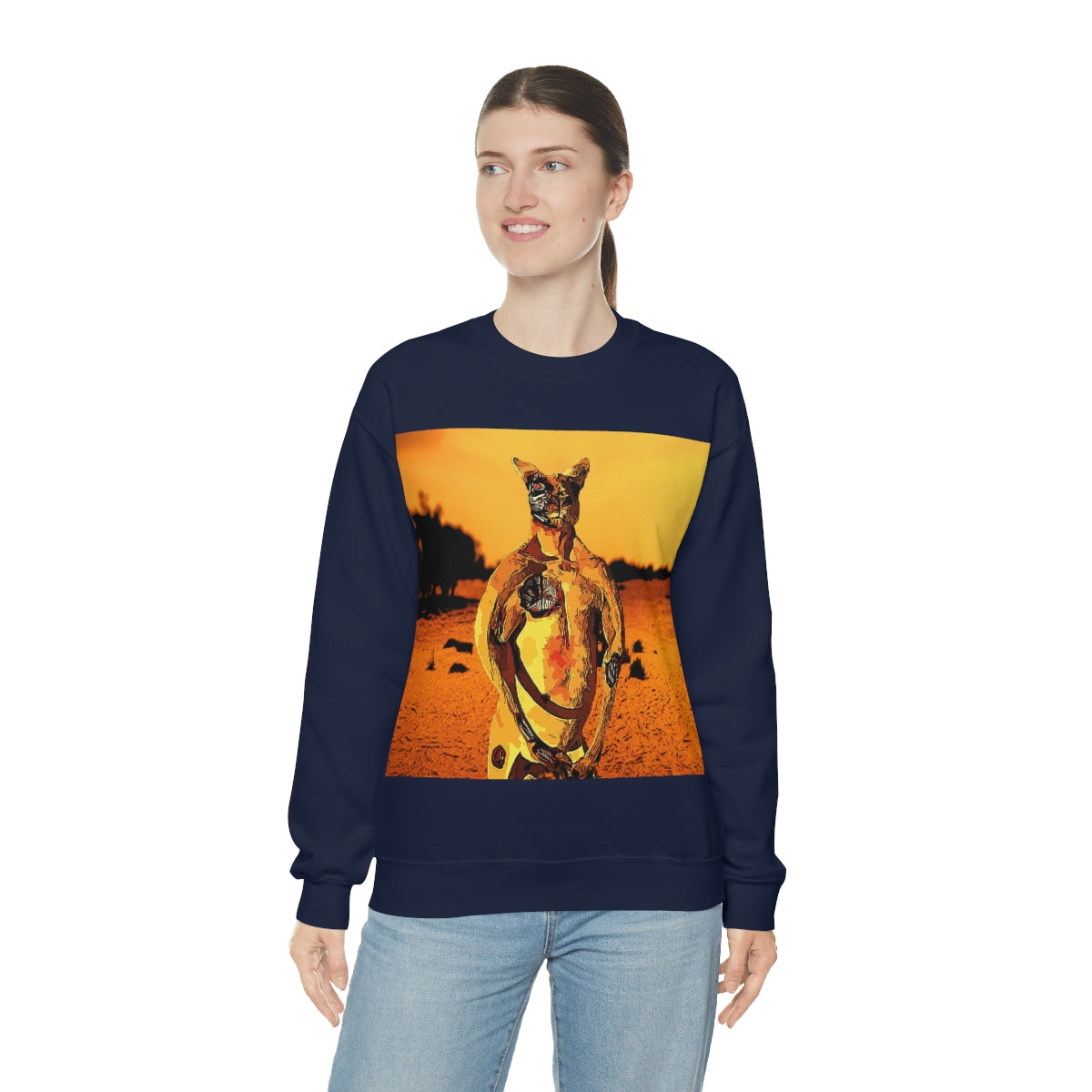 The Terminator Kangaroo in the Aussie Outback- Unisex Heavy Blend™ Crewneck Sweatshirt