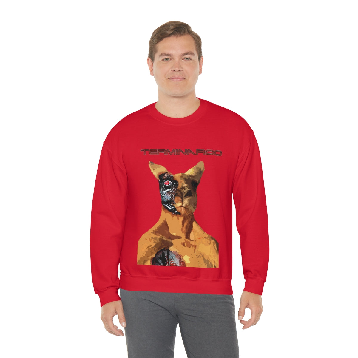 The Terminator Kangaroo Headshot- Unisex Heavy Blend™ Crewneck Sweatshirt