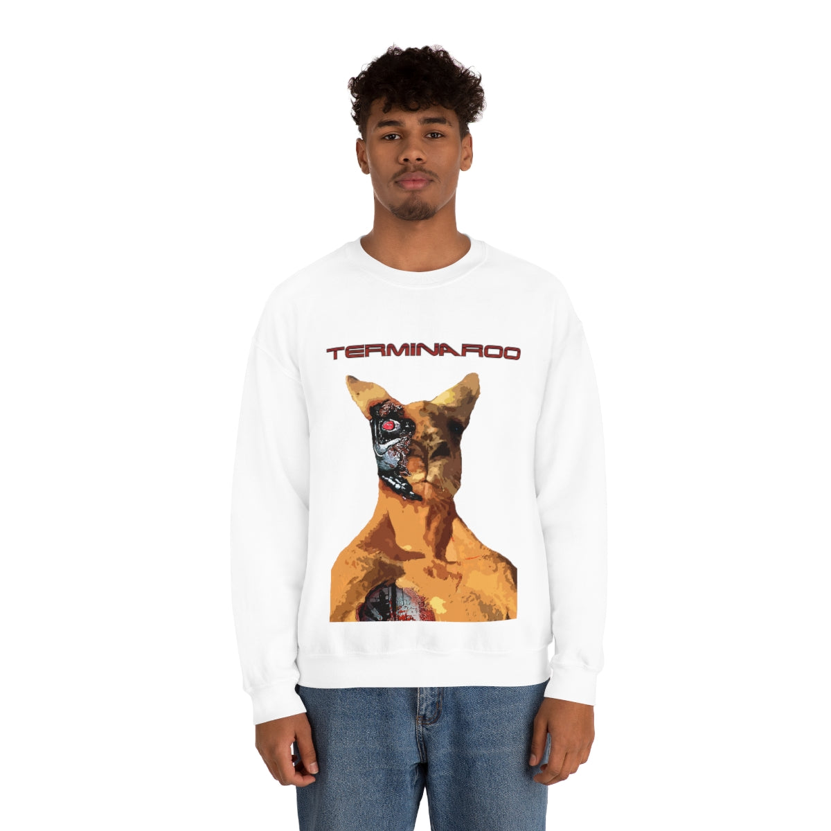 The Terminator Kangaroo Headshot- Unisex Heavy Blend™ Crewneck Sweatshirt