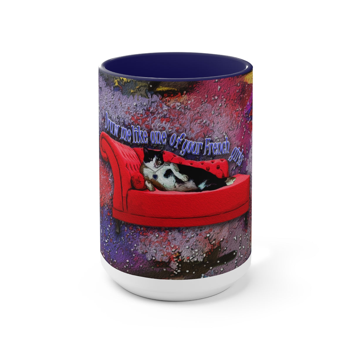 Titanic Chonky Cat Two-Tone Coffee Mugs, 15ozBrainStorm Tees