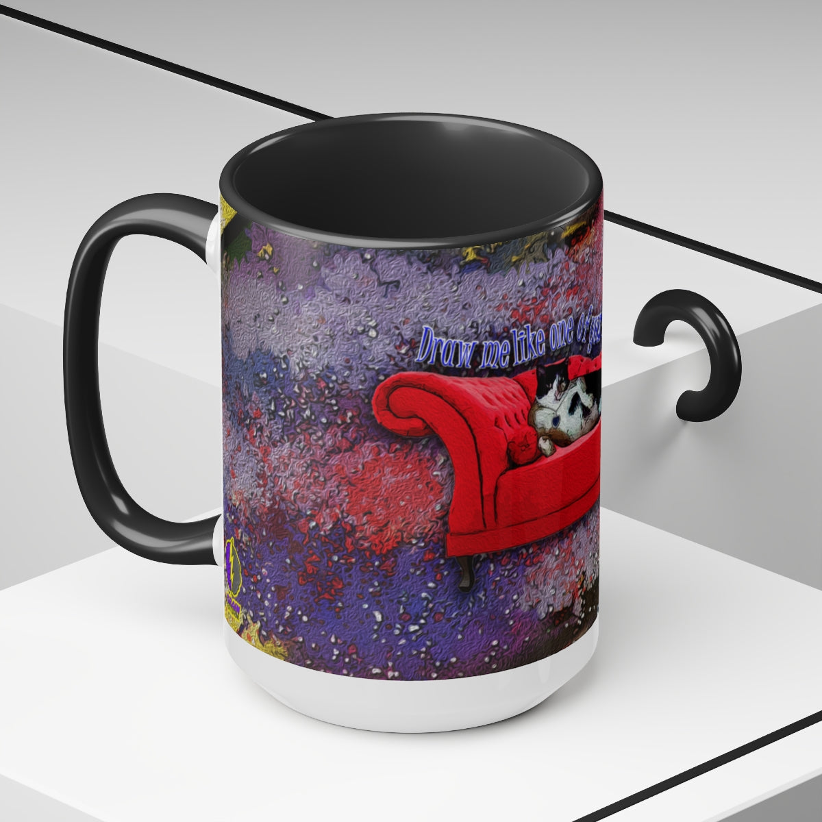 Titanic Chonky Cat Two-Tone Coffee Mugs, 15ozBrainStorm Tees