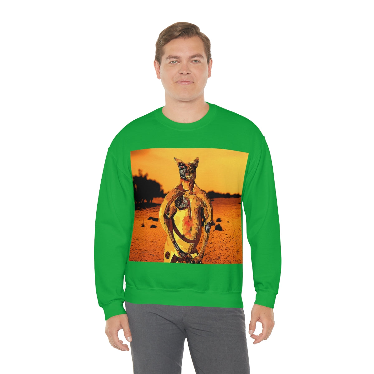 The Terminator Kangaroo in the Aussie Outback- Unisex Heavy Blend™ Crewneck Sweatshirt