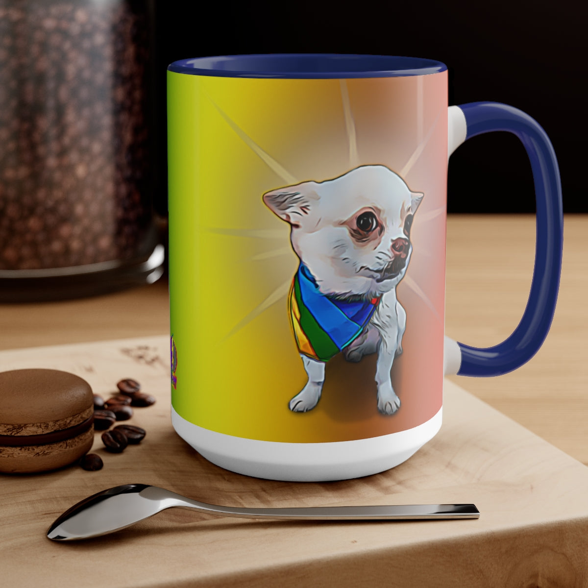 Toby the Chihuahua Rainbow Pride Mugs, 15ozBrainStorm Tees