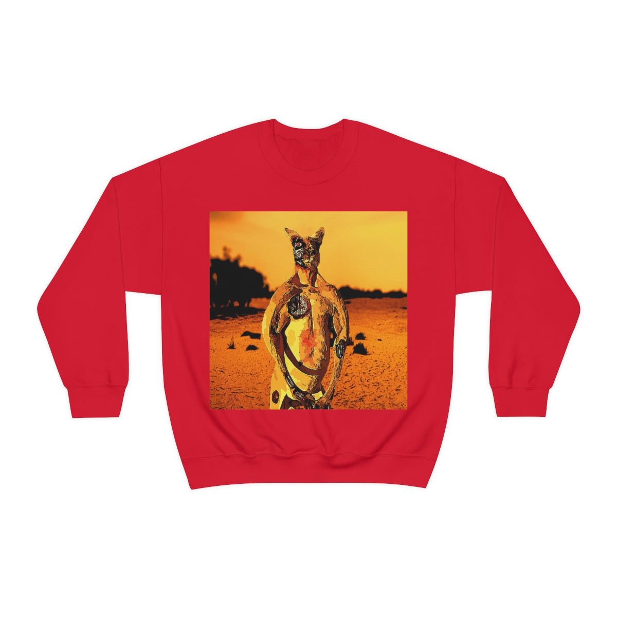 The Terminator Kangaroo in the Aussie Outback- Unisex Heavy Blend™ Crewneck Sweatshirt