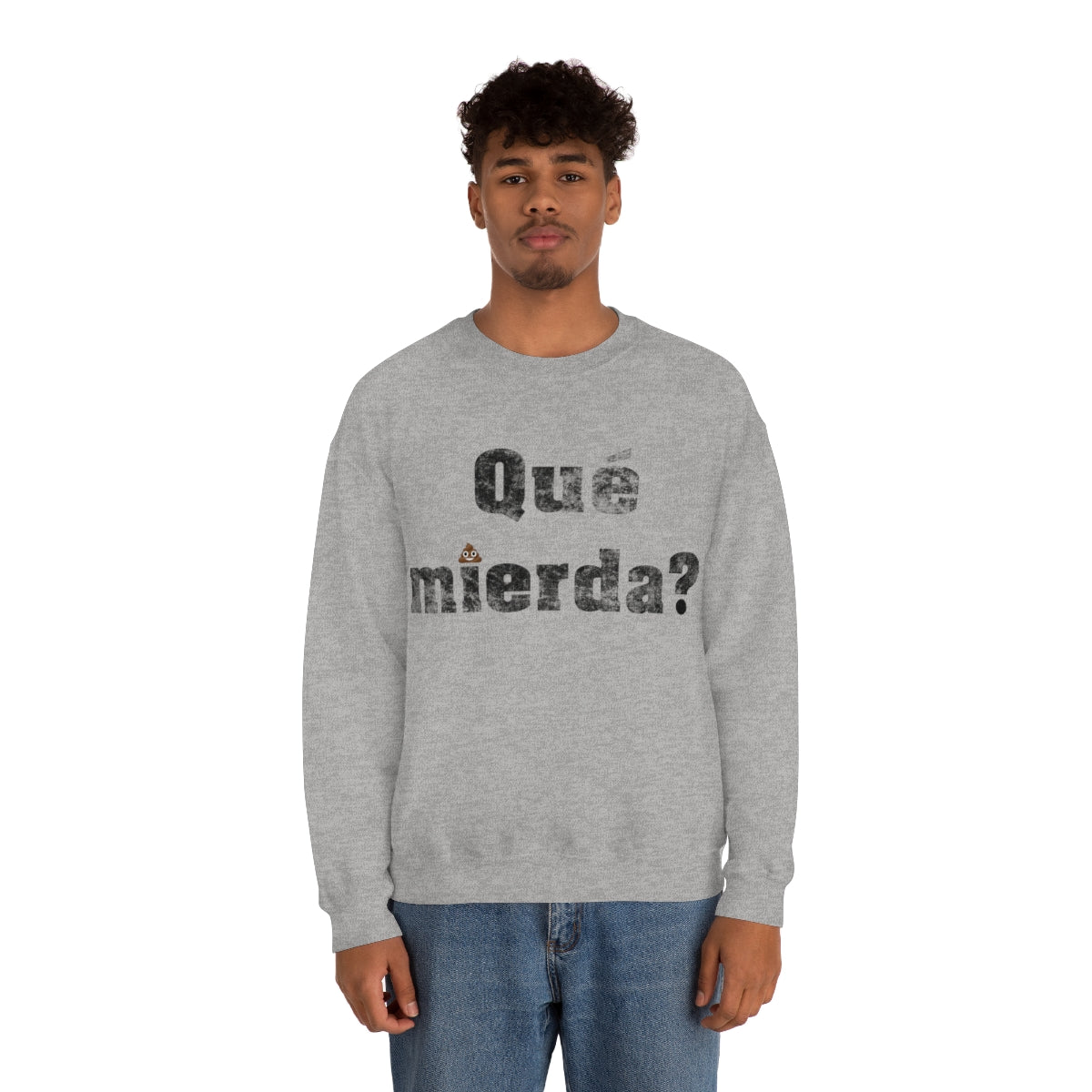 Que Mierda? with smiling poo emoji- Unisex Heavy Blend™ Crewneck SweatBrainStorm Tees