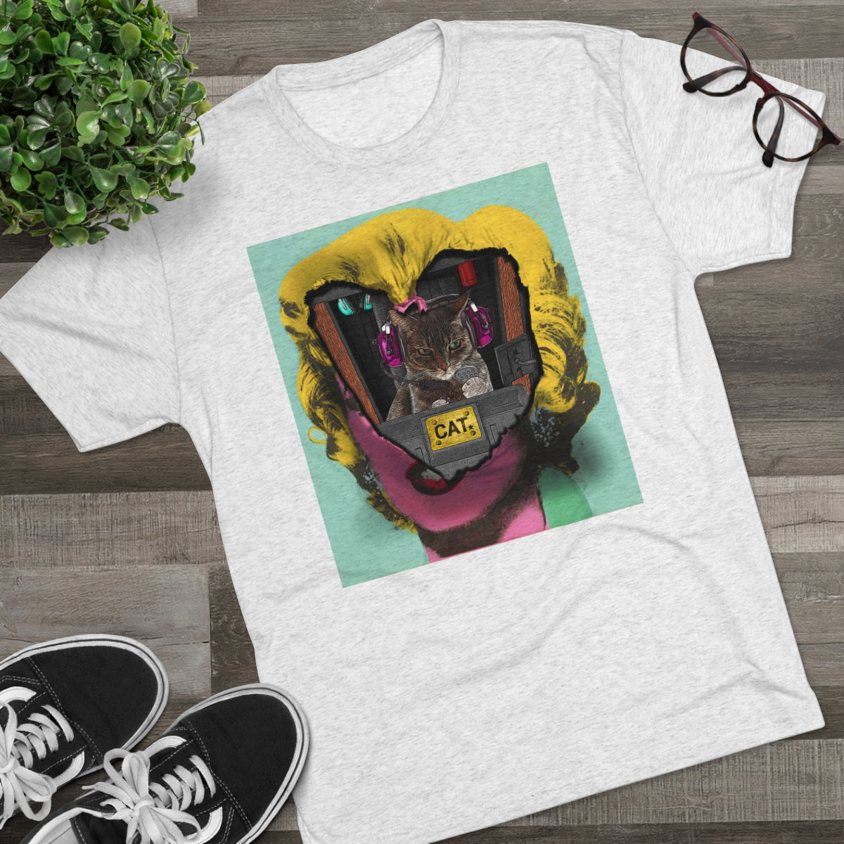 Feline Control- Cat breaking through Warhol's Marilyn- MenBrainStorm Tees