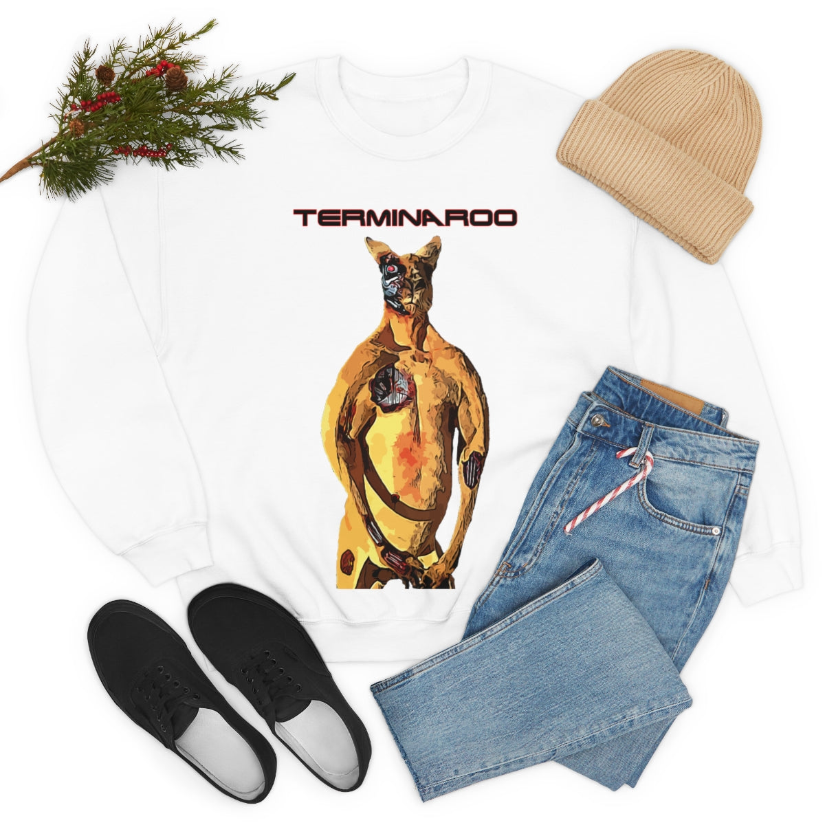 The Terminator Kangaroo aka The Terminaroo Headshot- Unisex Heavy Blend™ Crewneck Sweatshirt