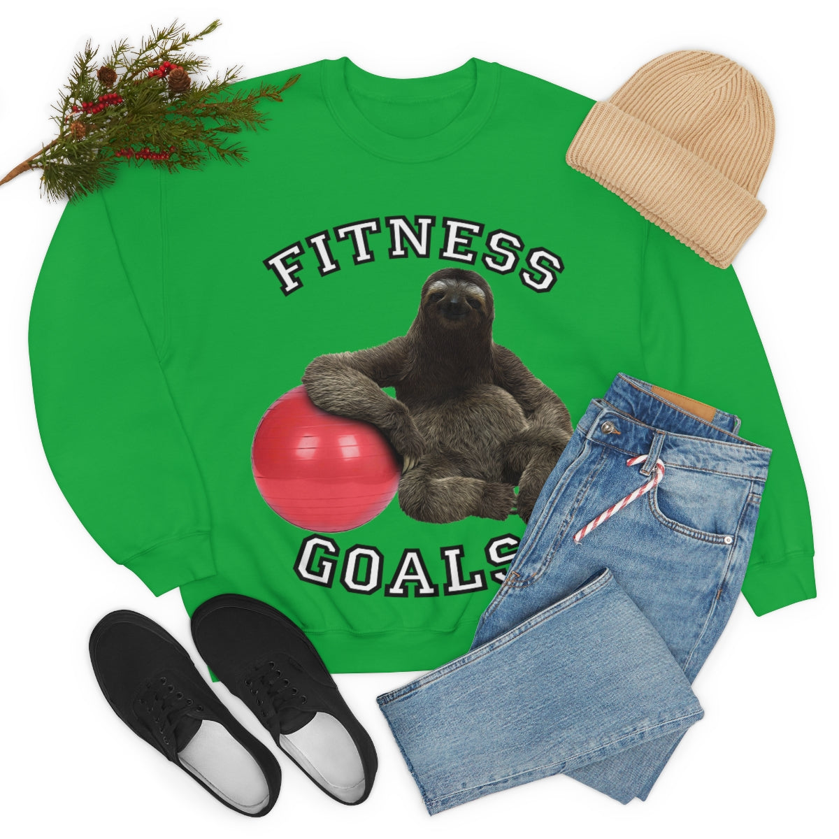 Fitness Goals Sloth with a Yoga Ball- Unisex Heavy Blend™ Crewneck Sweatshirt