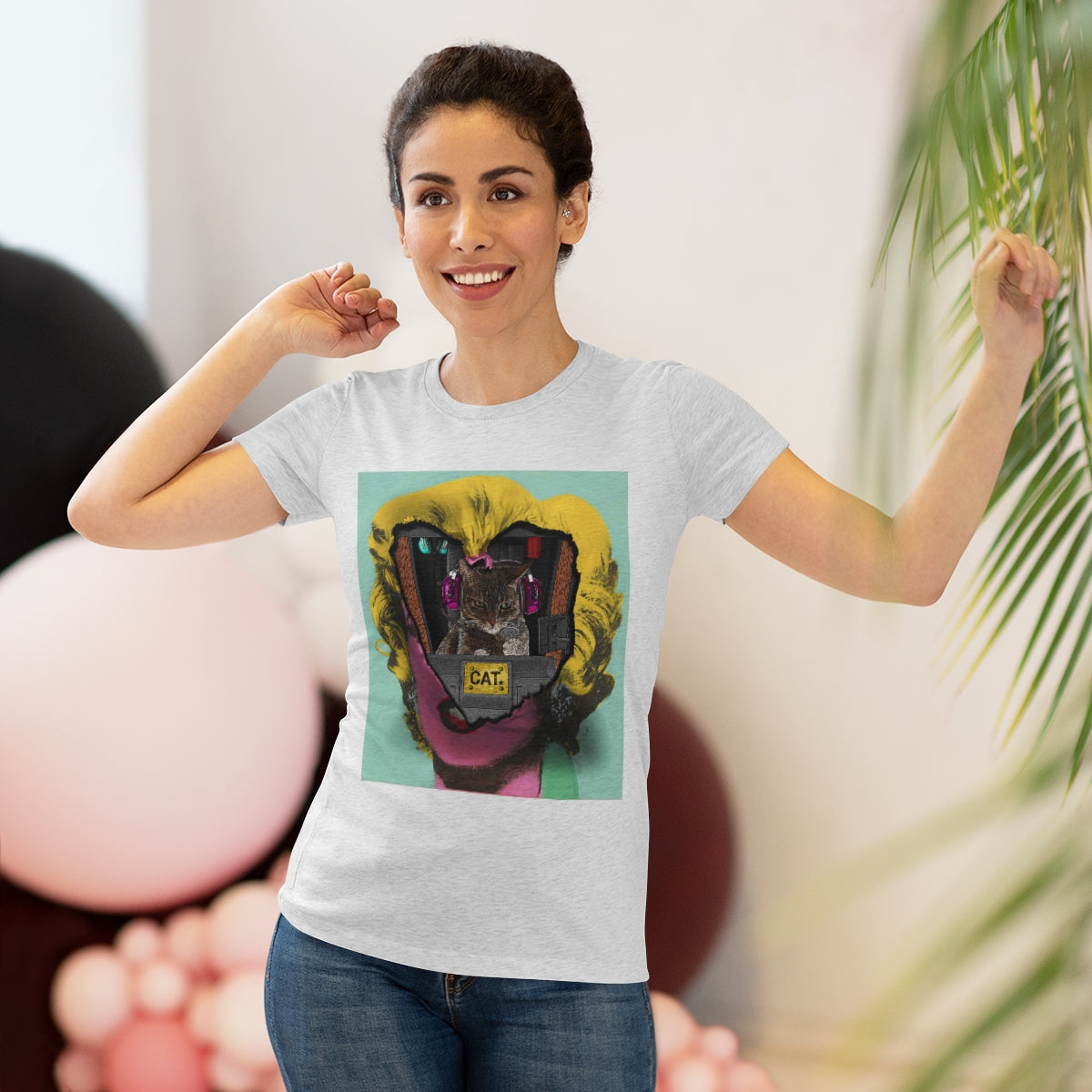 Feline Control- Cat breaking through Warhol's Marilyn- WomenBrainStorm Tees