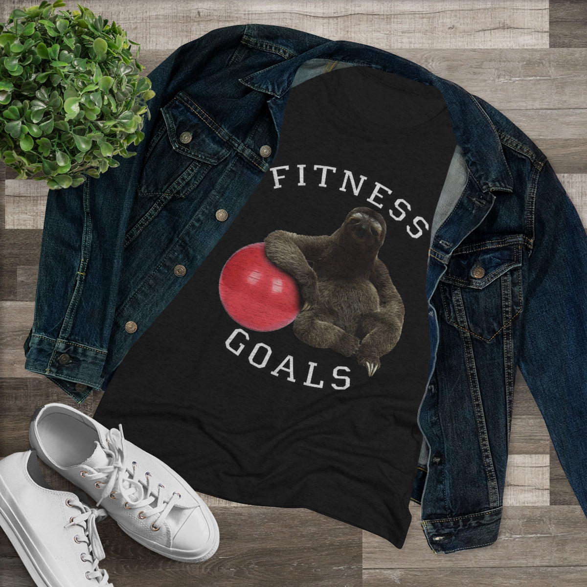 Fitness Goals Sloth w/ Yoga Ball- WomenBrainStorm Tees