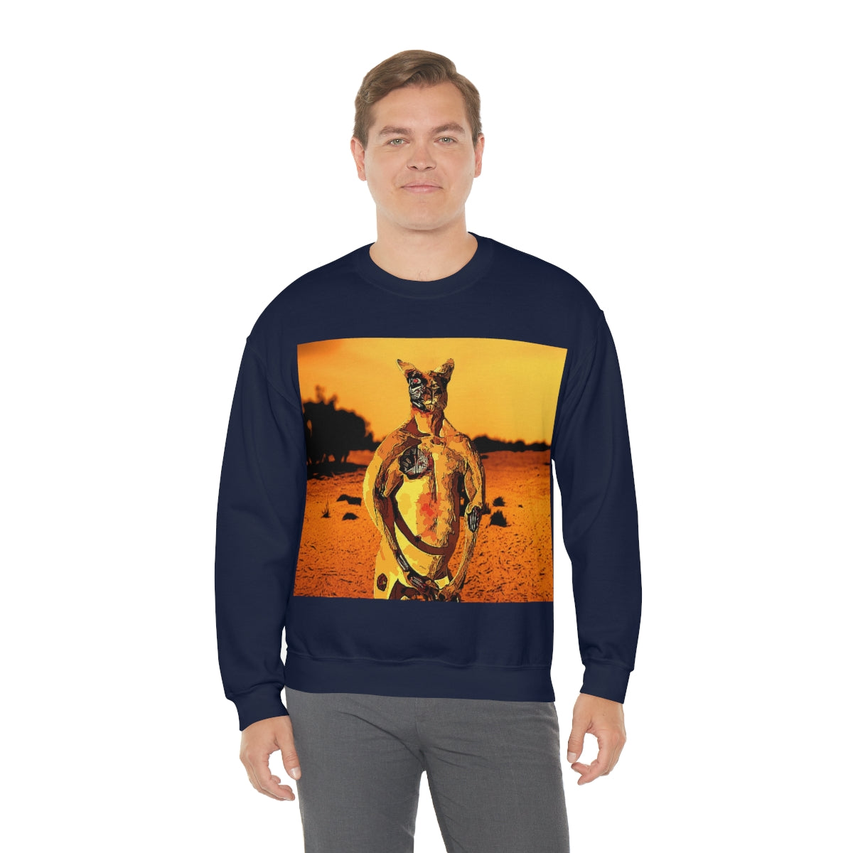 The Terminator Kangaroo in the Aussie Outback- Unisex Heavy Blend™ Crewneck Sweatshirt