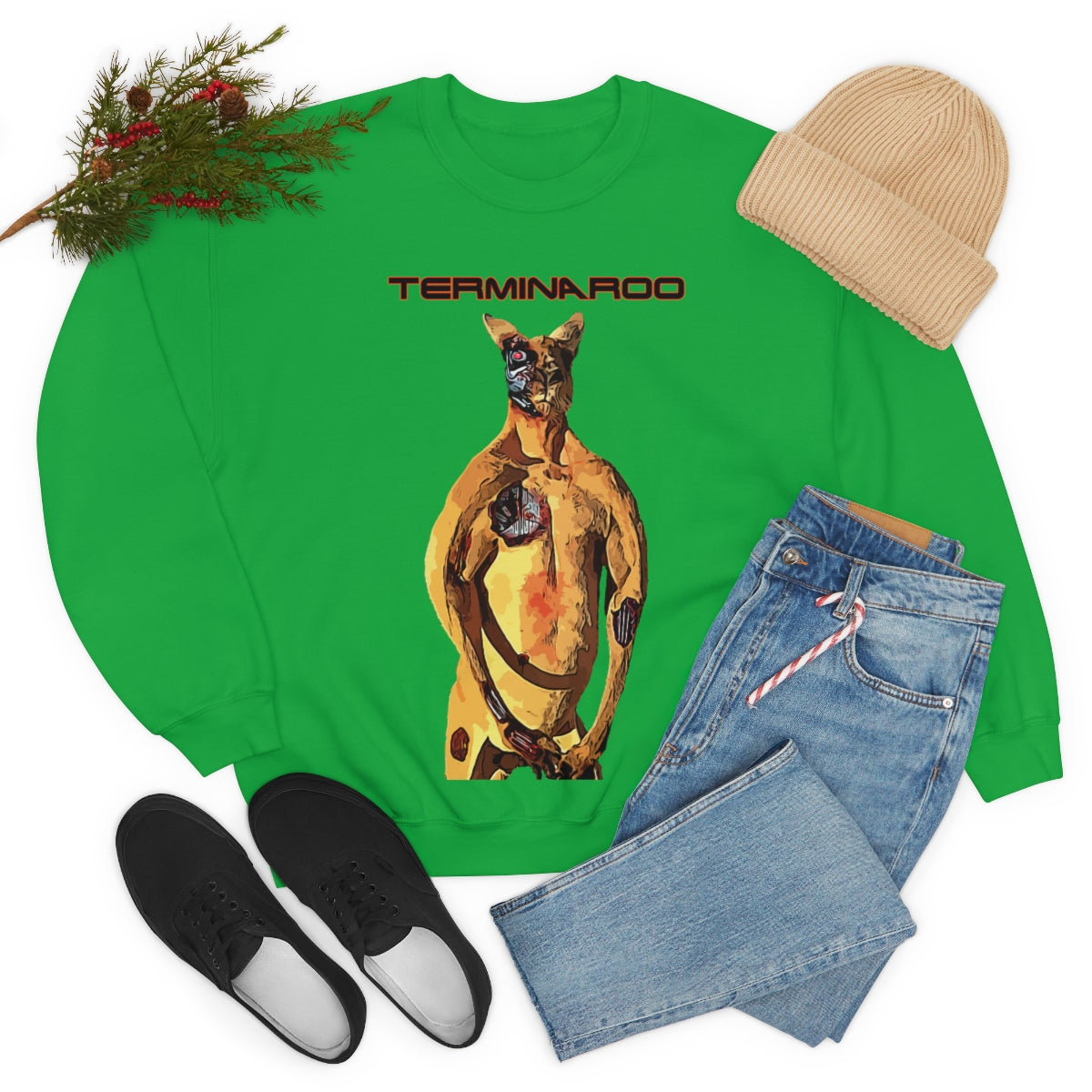 The Terminator Kangaroo aka The Terminaroo Headshot- Unisex Heavy Blend™ Crewneck Sweatshirt