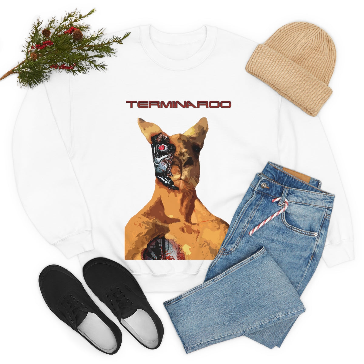 The Terminator Kangaroo Headshot- Unisex Heavy Blend™ Crewneck Sweatshirt