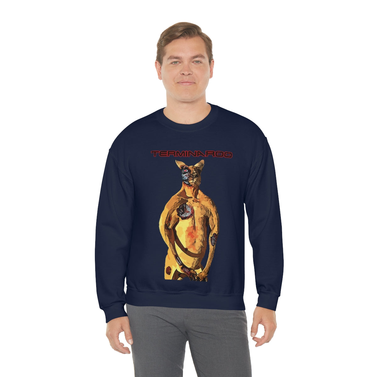 The Terminator Kangaroo aka The Terminaroo Headshot- Unisex Heavy Blend™ Crewneck Sweatshirt