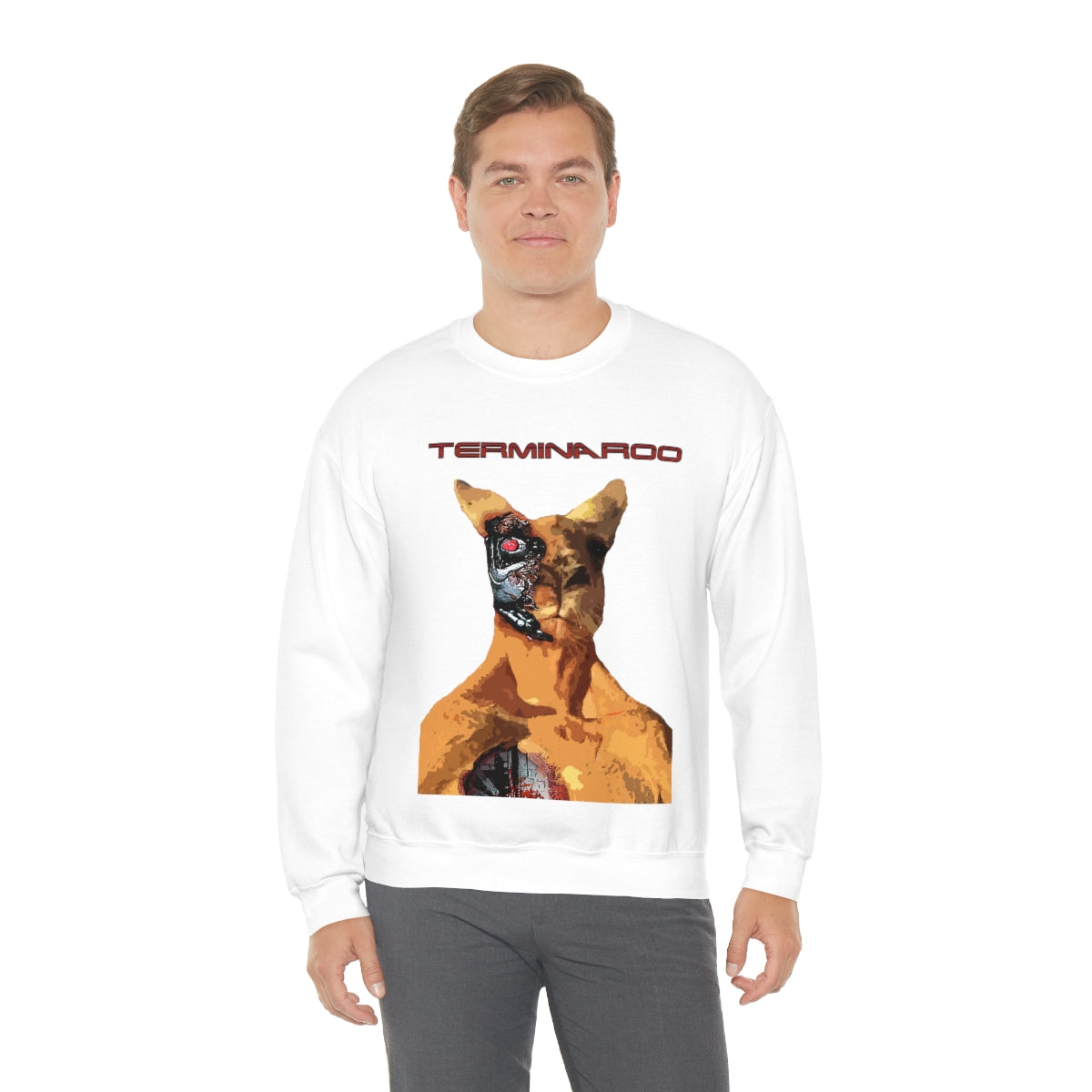 The Terminator Kangaroo Headshot- Unisex Heavy Blend™ Crewneck Sweatshirt