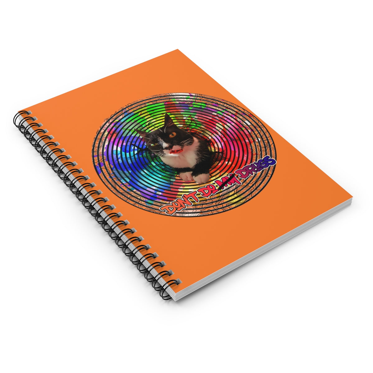 Don't Do My Drugs- Psychedelic Cat -Spiral Notebook - Ruled LineBrainStorm Tees