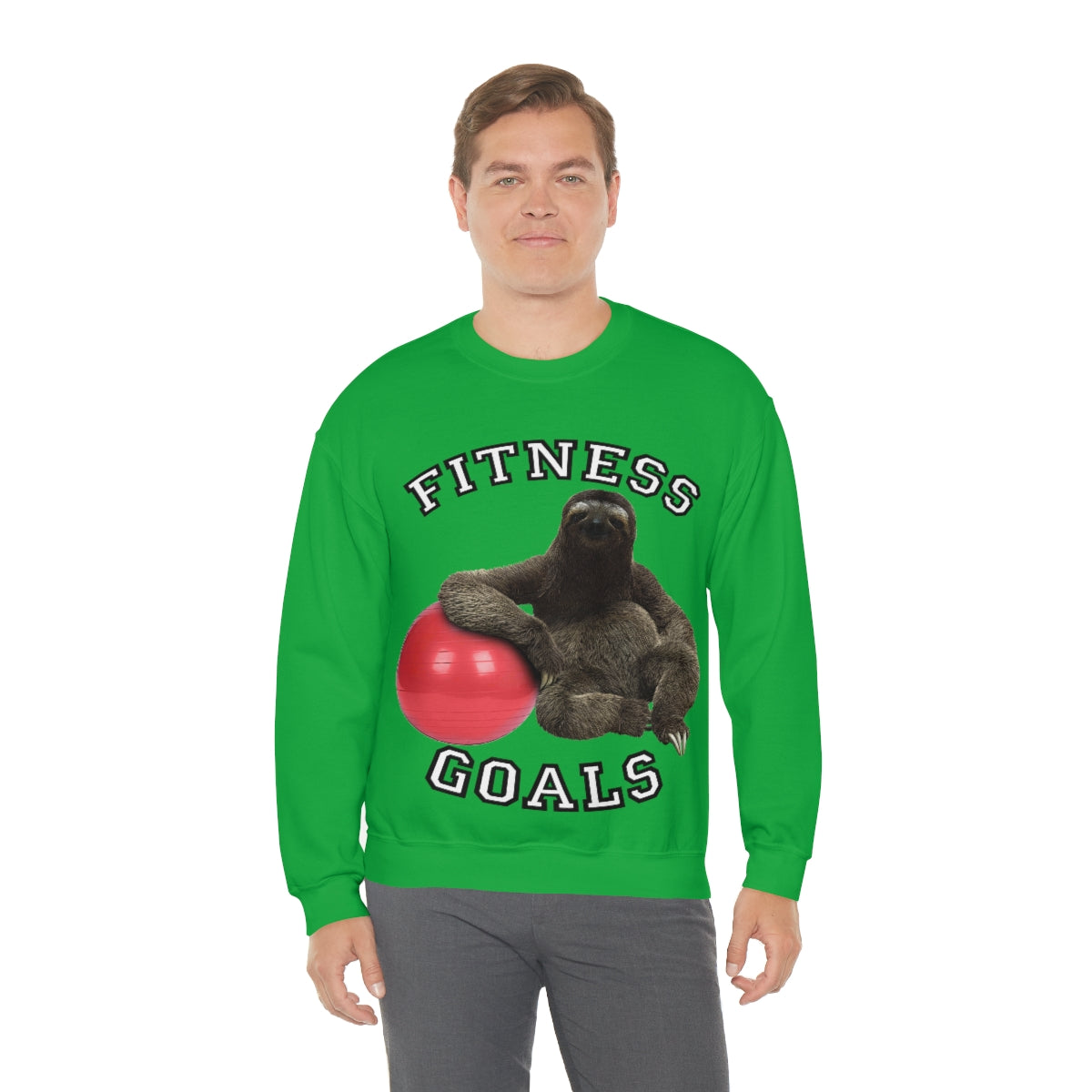 Fitness Goals Sloth with a Yoga Ball- Unisex Heavy Blend™ Crewneck Sweatshirt