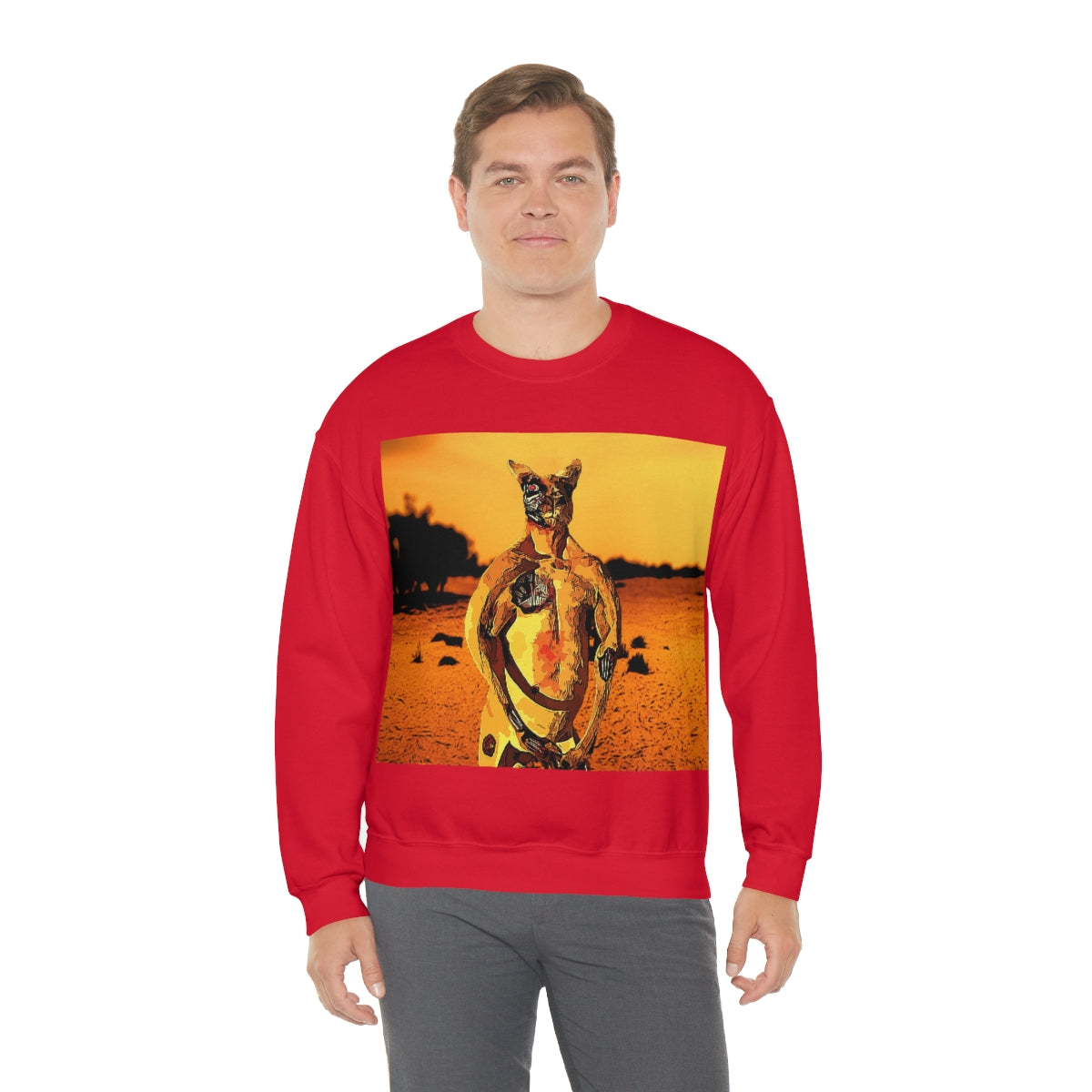 The Terminator Kangaroo in the Aussie Outback- Unisex Heavy Blend™ Crewneck Sweatshirt