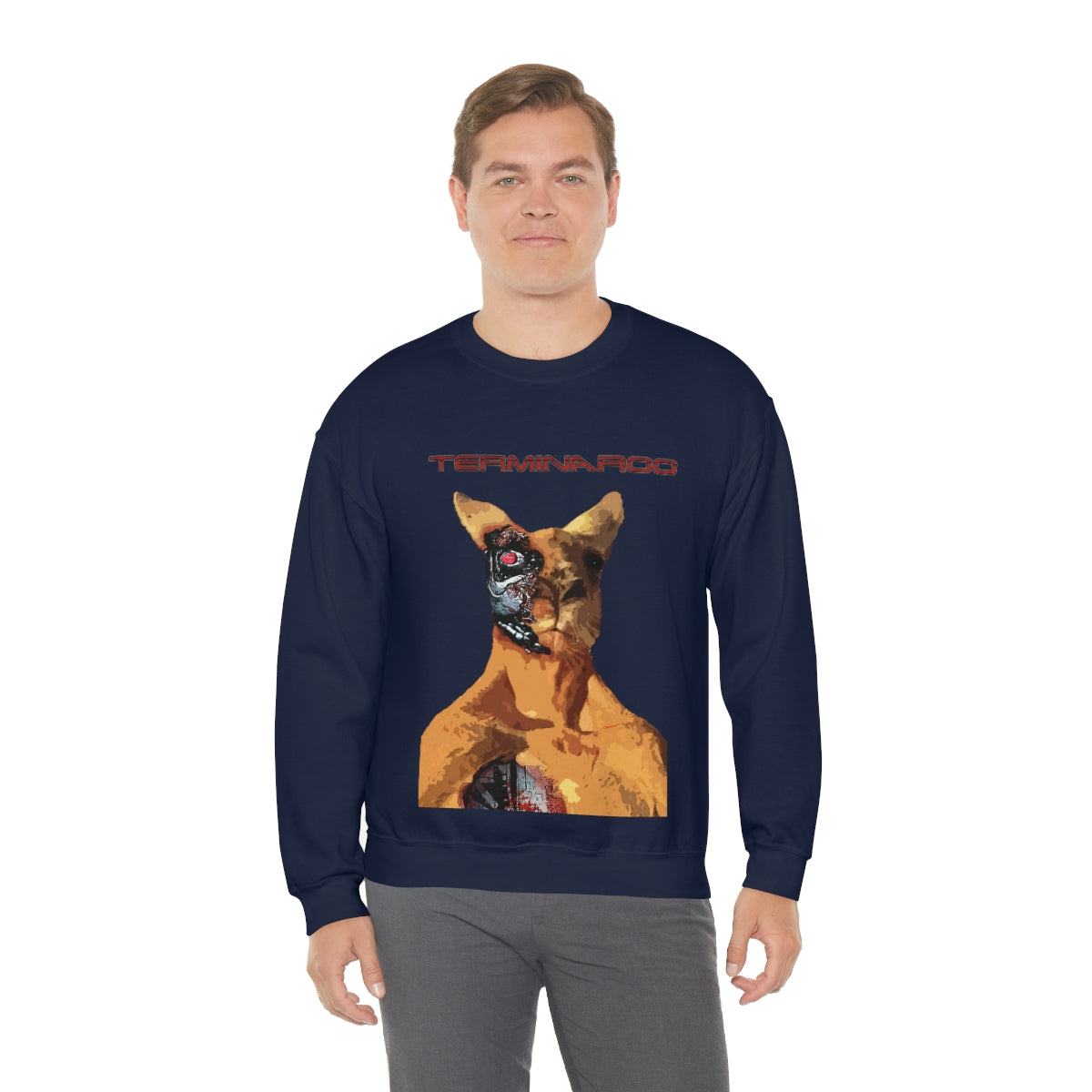 The Terminator Kangaroo Headshot- Unisex Heavy Blend™ Crewneck Sweatshirt