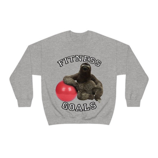 Fitness Goals Sloth with a Yoga Ball- Unisex Heavy Blend™ Crewneck Sweatshirt