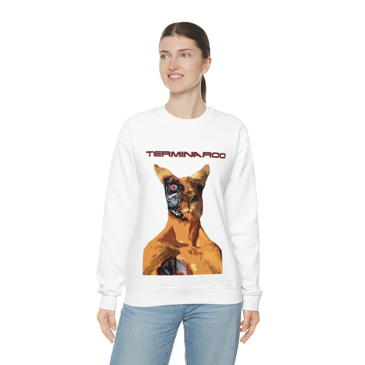 The Terminator Kangaroo Headshot- Unisex Heavy Blend™ Crewneck Sweatshirt