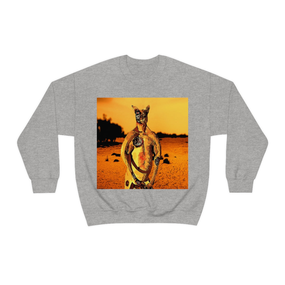 The Terminator Kangaroo in the Aussie Outback- Unisex Heavy Blend™ Crewneck Sweatshirt