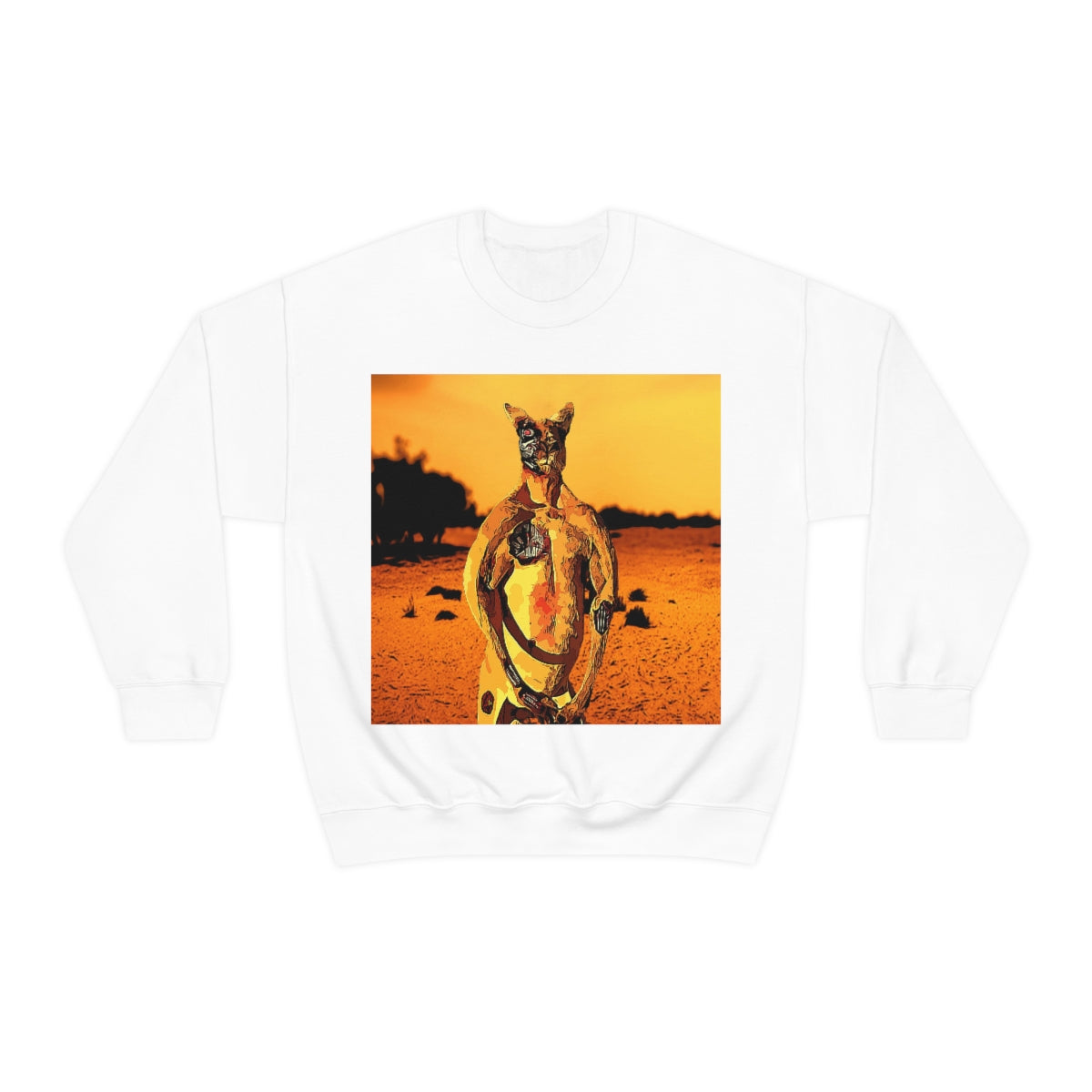 The Terminator Kangaroo in the Aussie Outback- Unisex Heavy Blend™ Crewneck Sweatshirt