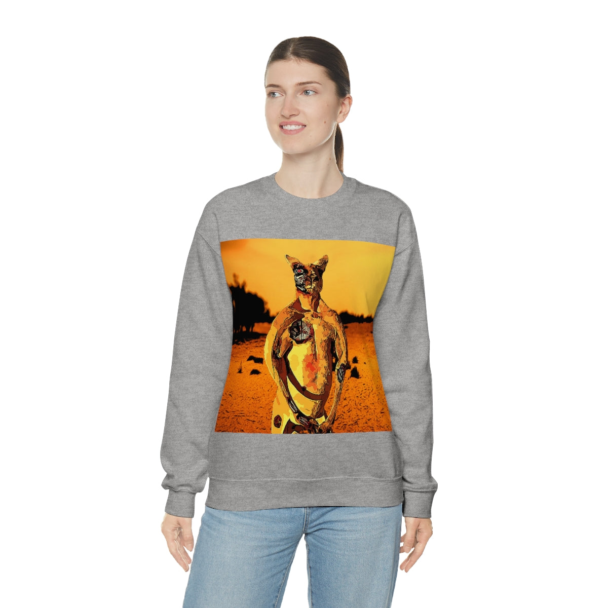 The Terminator Kangaroo in the Aussie Outback- Unisex Heavy Blend™ Crewneck Sweatshirt