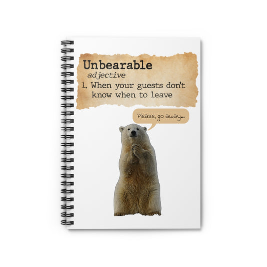 Unbearable Definition- Introverted Polar Bear-Spiral Notebook - Ruled BrainStorm Tees