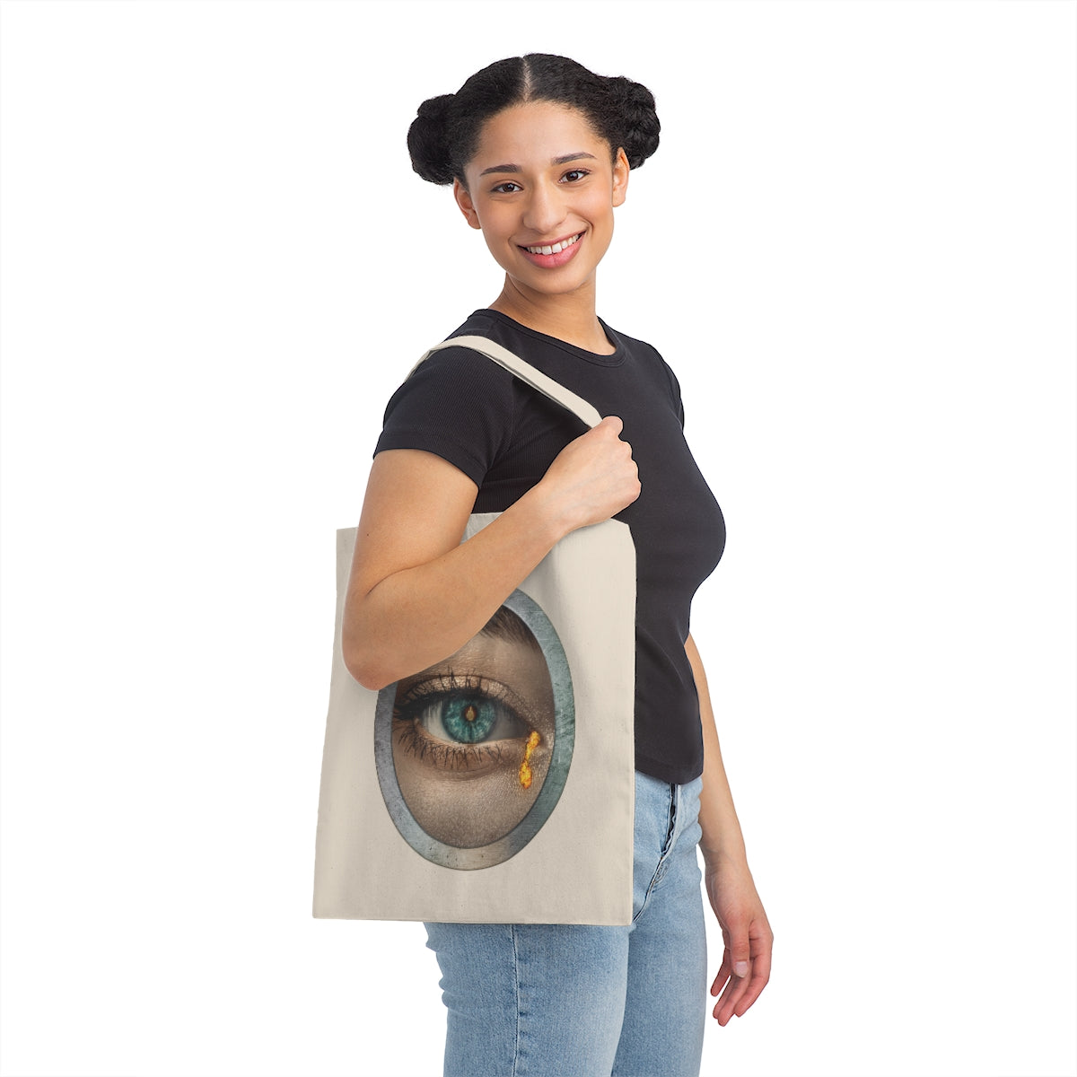 Middle Finger Eye is the Window to the Soul on fire- Canvas Tote BagBrainStorm Tees