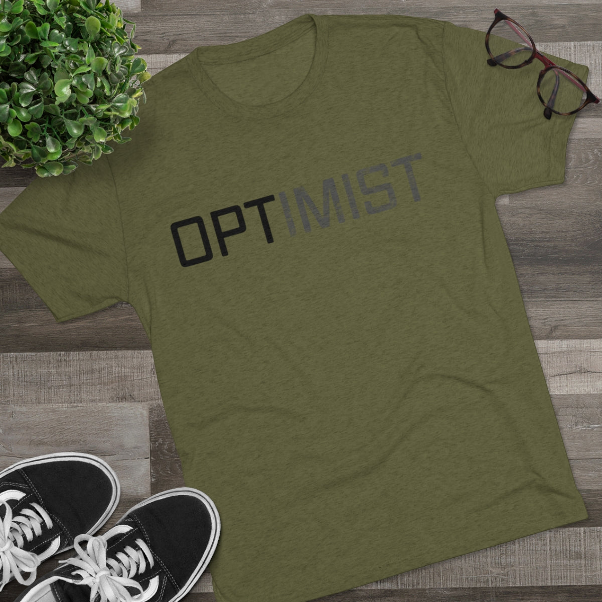 OPTIMIST word design -MenBrainStorm Tees