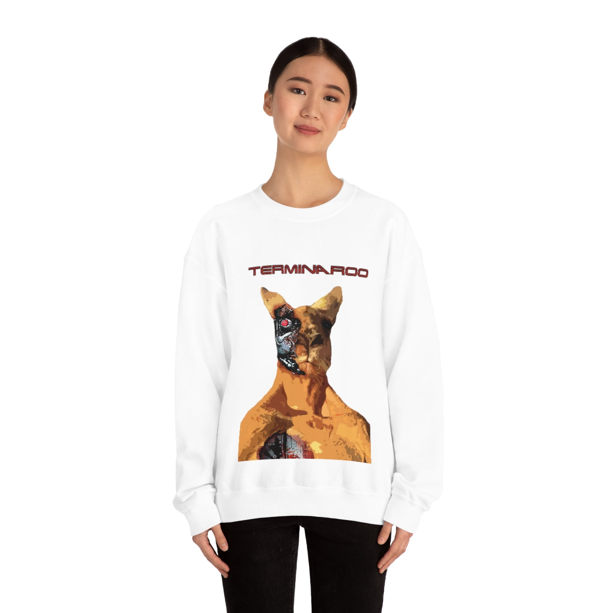 The Terminator Kangaroo Headshot- Unisex Heavy Blend™ Crewneck Sweatshirt