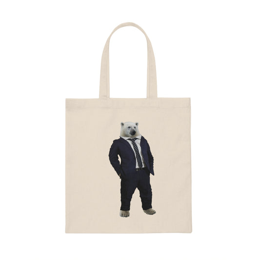 Don't Ask Me Why! Polar bear in a suit- Canvas Tote BagBrainStorm Tees