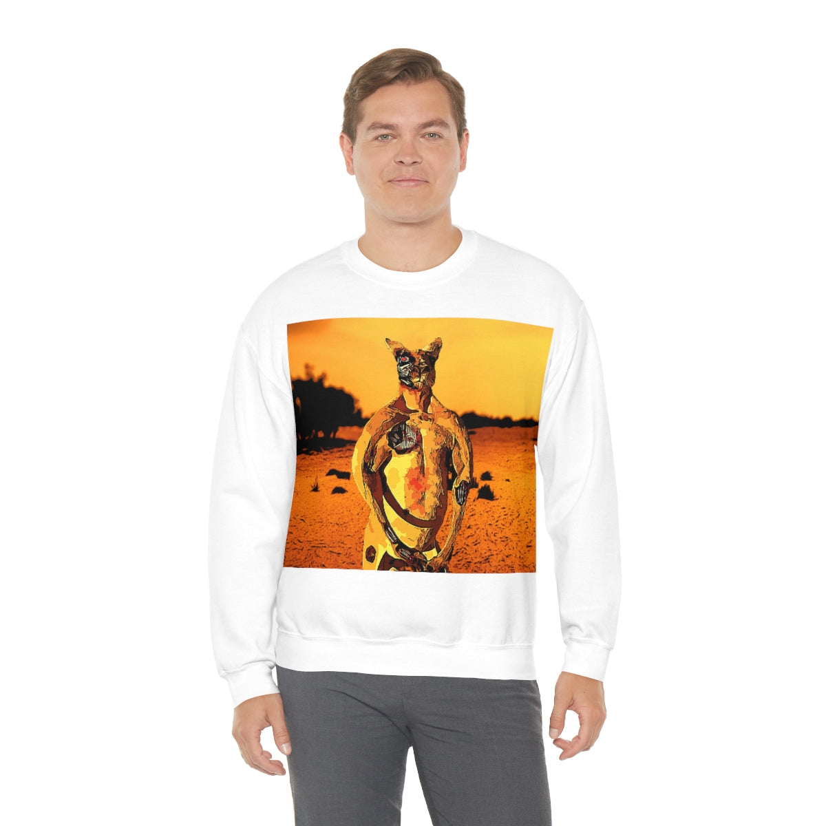 The Terminator Kangaroo in the Aussie Outback- Unisex Heavy Blend™ Crewneck Sweatshirt