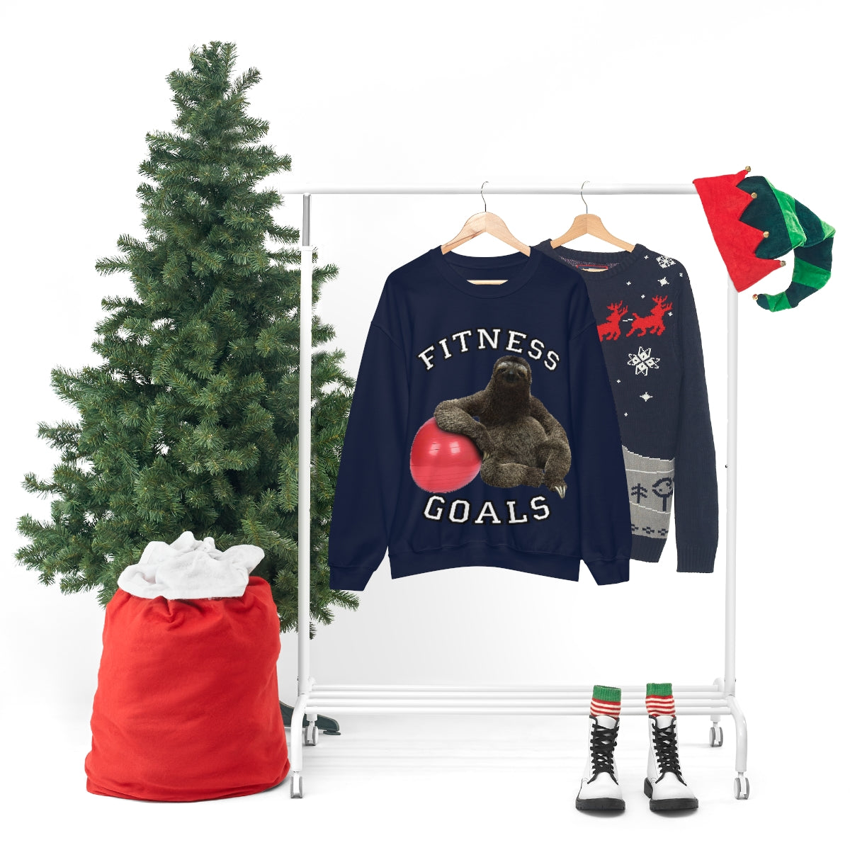 Fitness Goals Sloth with a Yoga Ball- Unisex Heavy Blend™ Crewneck Sweatshirt