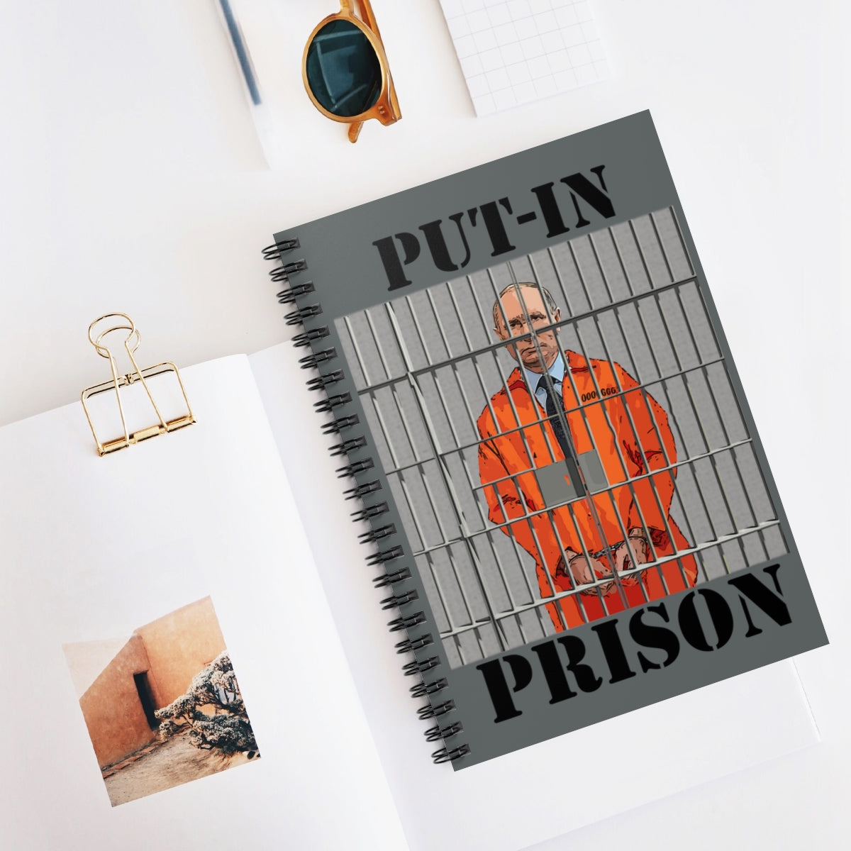 Put-in Prison, Put Putin in Prison -Spiral Notebook - Ruled LineBrainStorm Tees