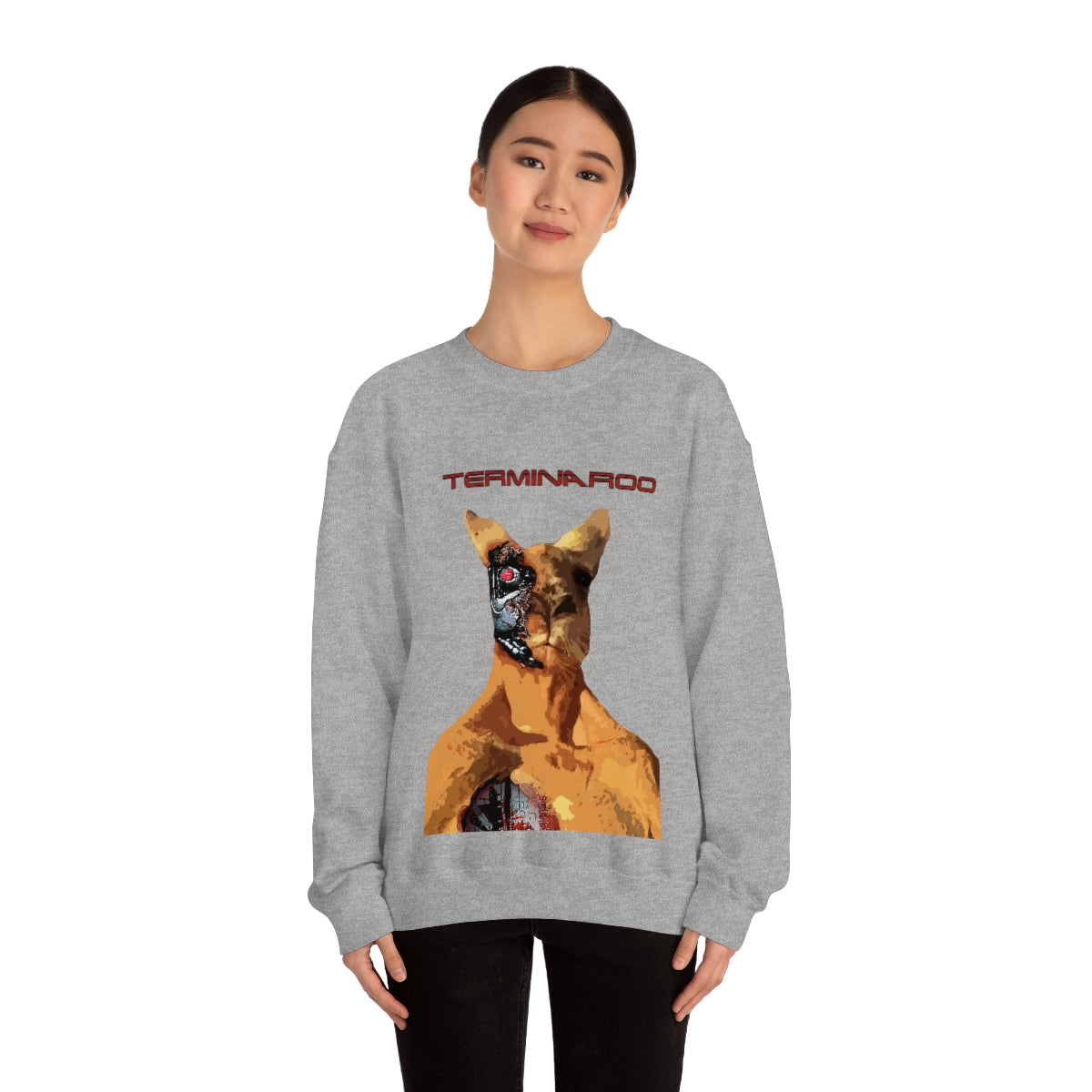 The Terminator Kangaroo Headshot- Unisex Heavy Blend™ Crewneck Sweatshirt