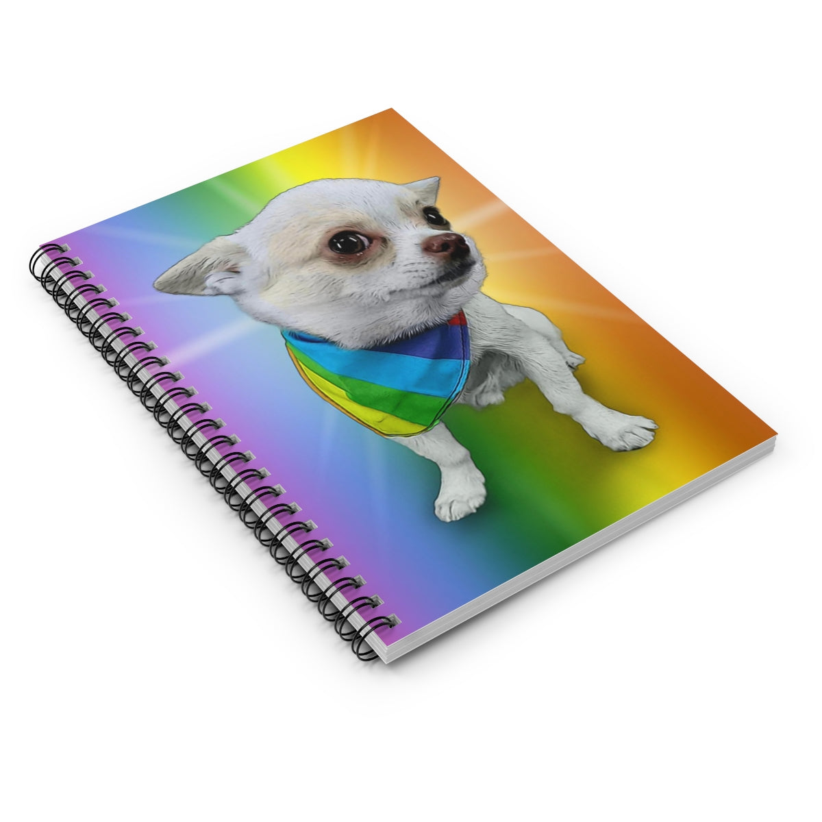 Toby the Chihuahua- Rainbow Pride -Spiral Notebook - Ruled LineBrainStorm Tees