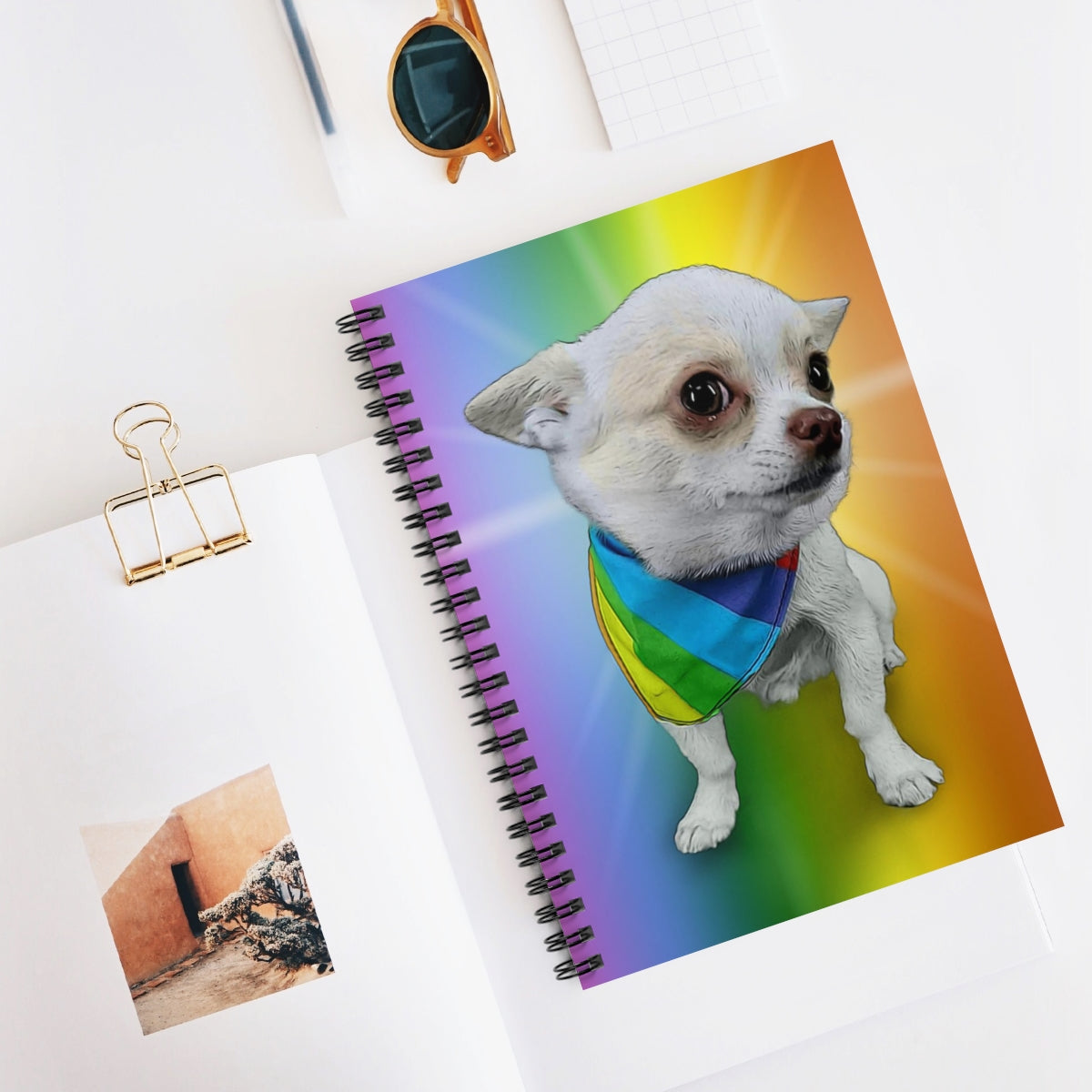 Toby the Chihuahua- Rainbow Pride -Spiral Notebook - Ruled LineBrainStorm Tees