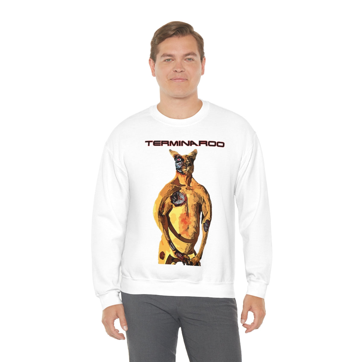 The Terminator Kangaroo aka The Terminaroo Headshot- Unisex Heavy Blend™ Crewneck Sweatshirt