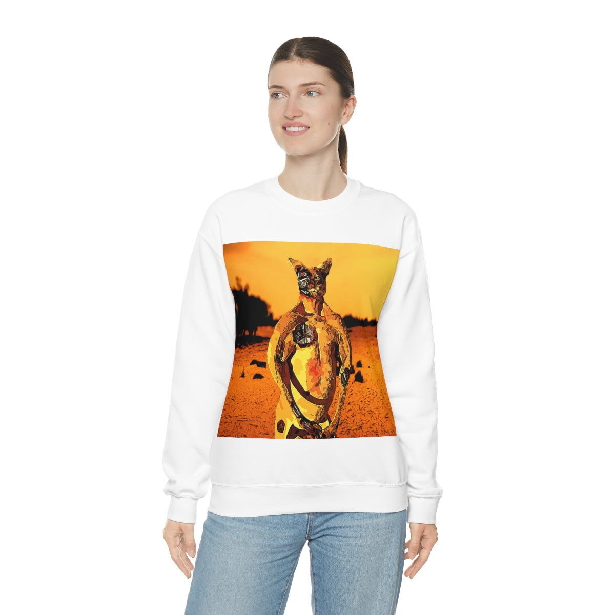 The Terminator Kangaroo in the Aussie Outback- Unisex Heavy Blend™ Crewneck Sweatshirt