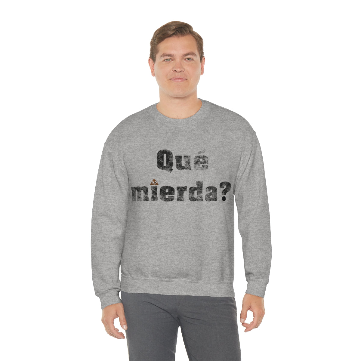 Que Mierda? with smiling poo emoji- Unisex Heavy Blend™ Crewneck SweatBrainStorm Tees