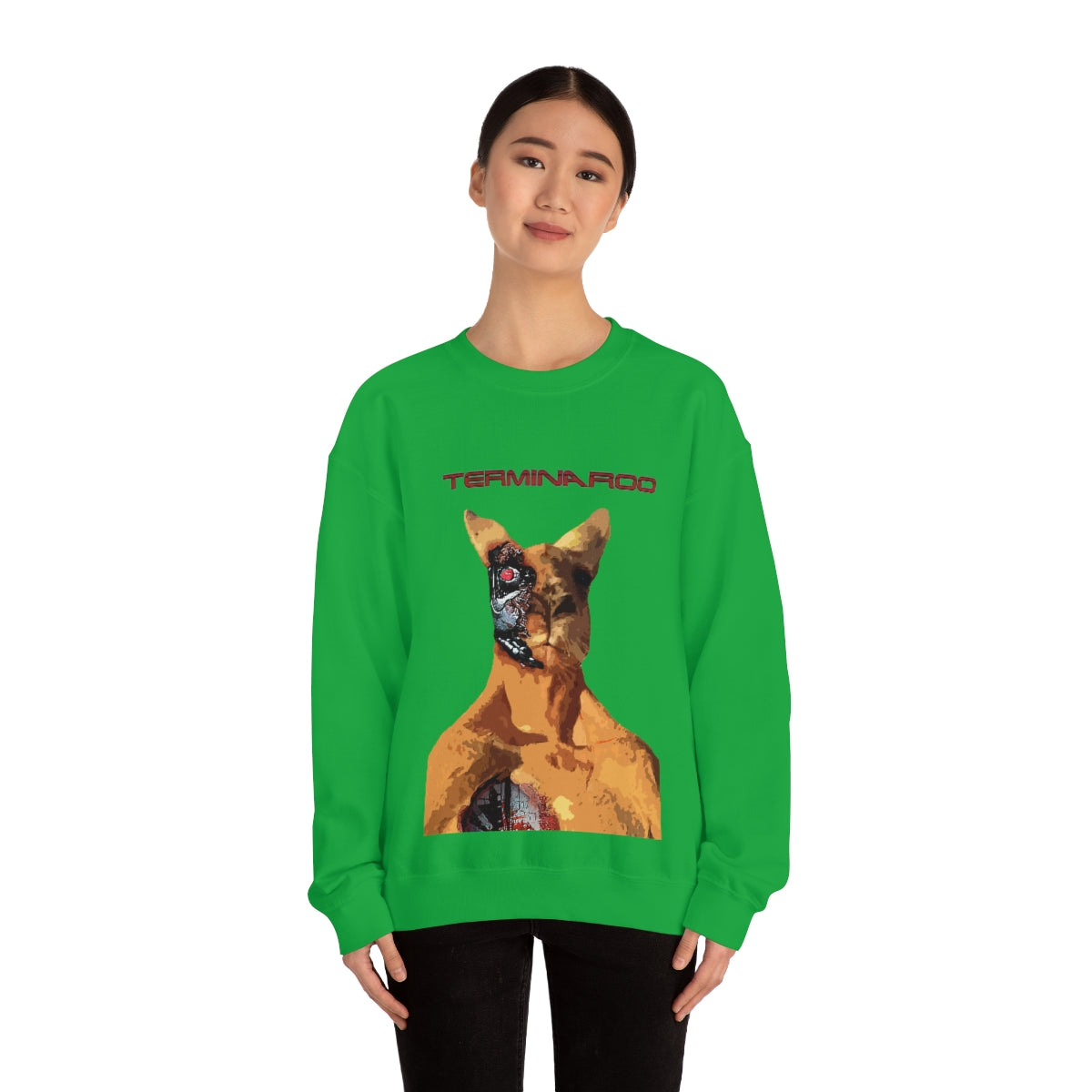 The Terminator Kangaroo Headshot- Unisex Heavy Blend™ Crewneck Sweatshirt