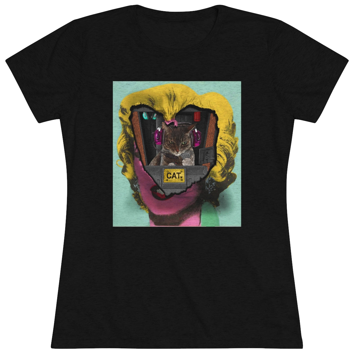 Feline Control- Cat breaking through Warhol's Marilyn- WomenBrainStorm Tees