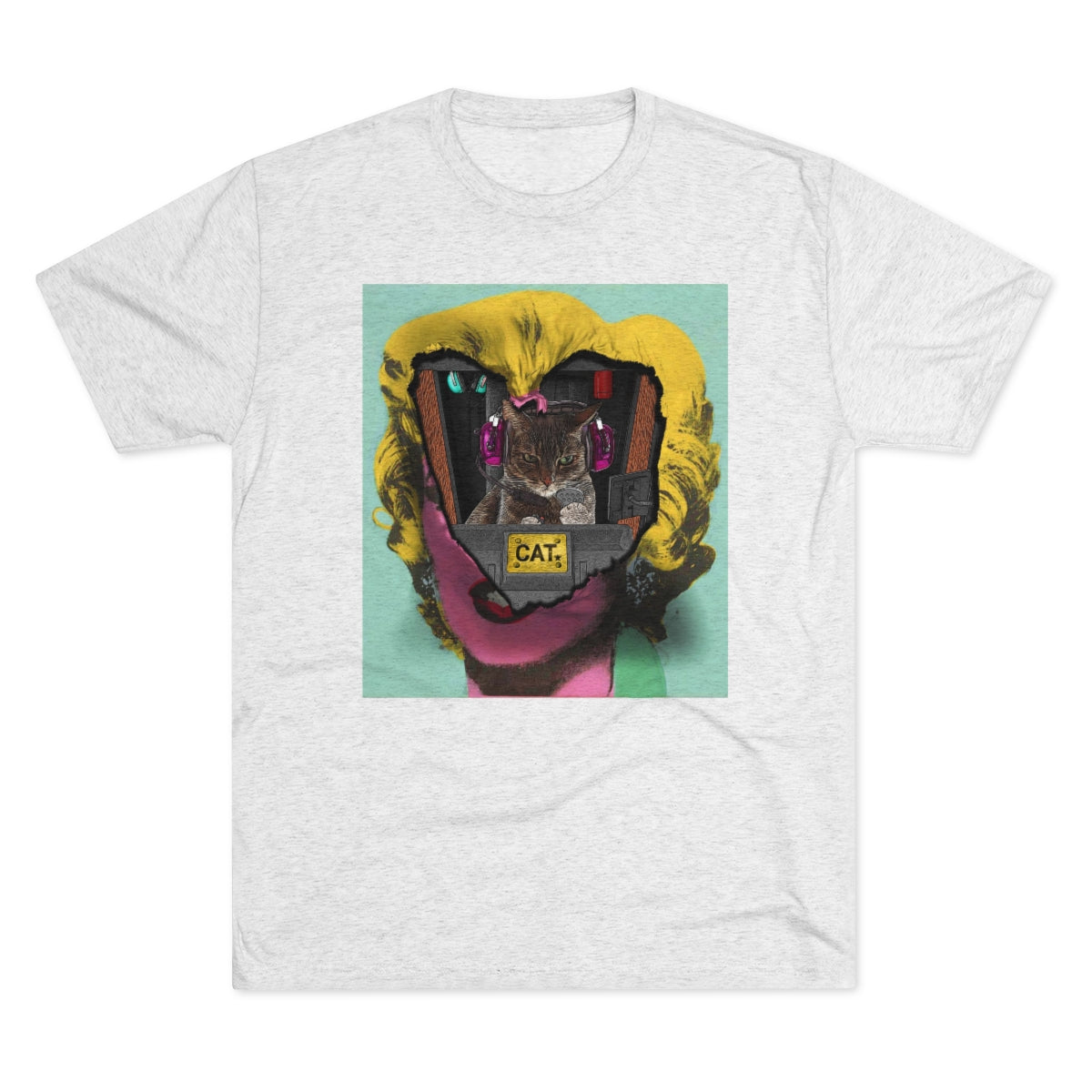 Feline Control- Cat breaking through Warhol's Marilyn- MenBrainStorm Tees