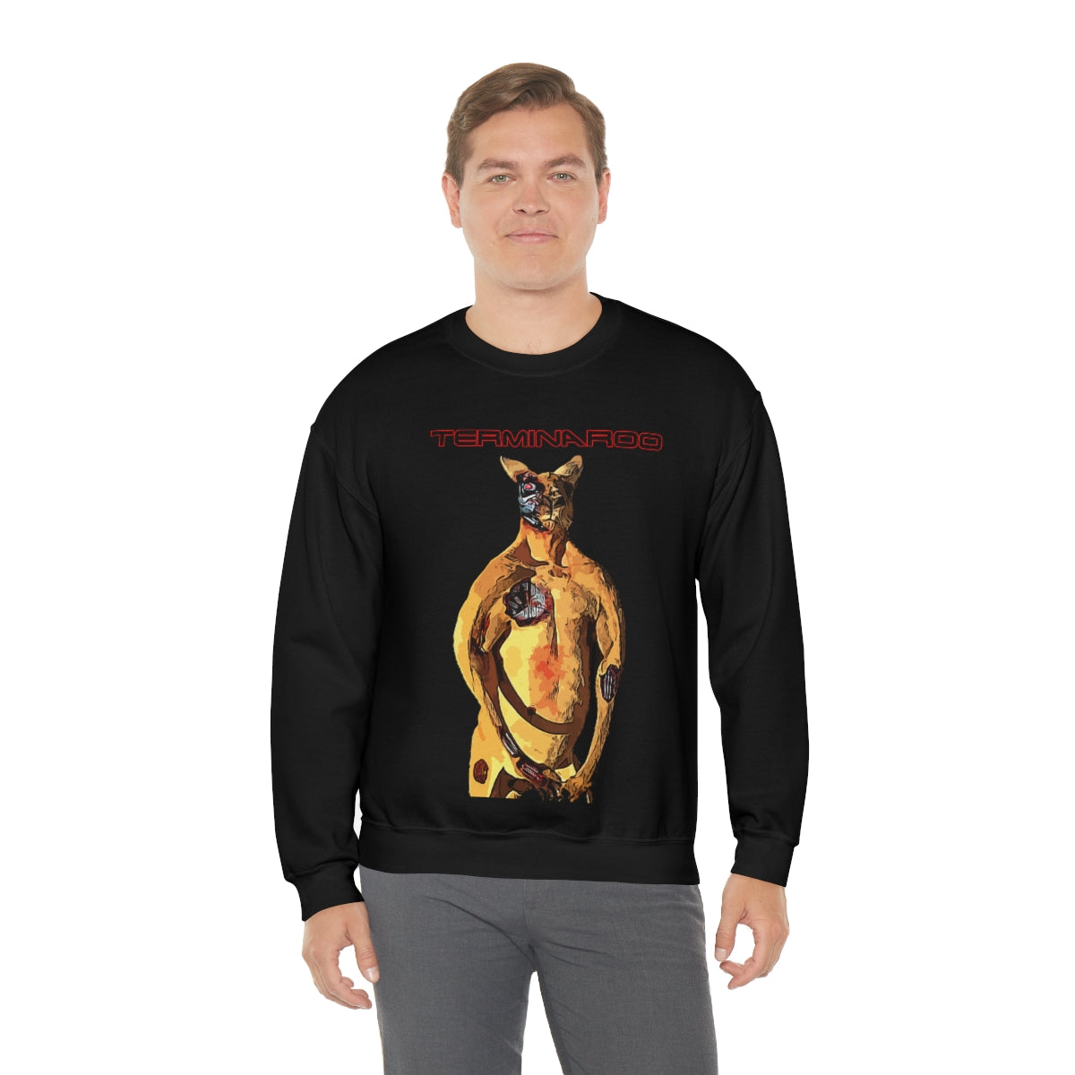 The Terminator Kangaroo aka The Terminaroo Headshot- Unisex Heavy Blend™ Crewneck Sweatshirt