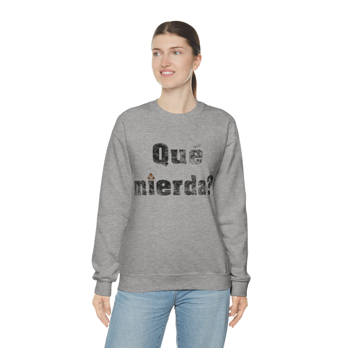 Que Mierda? with smiling poo emoji- Unisex Heavy Blend™ Crewneck SweatBrainStorm Tees