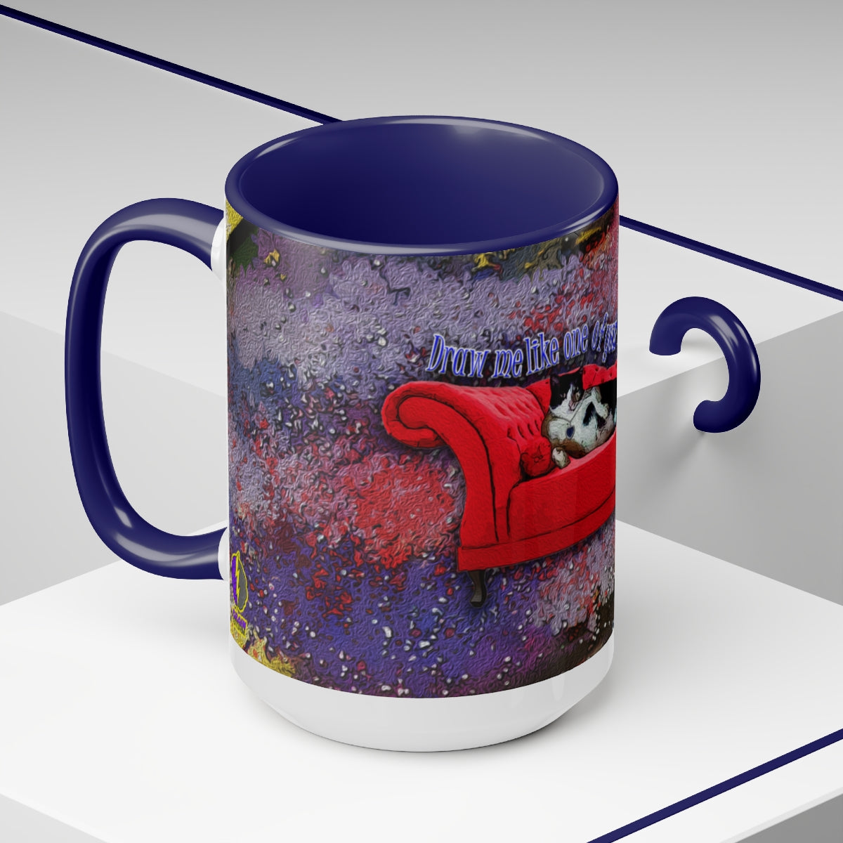 Titanic Chonky Cat Two-Tone Coffee Mugs, 15ozBrainStorm Tees