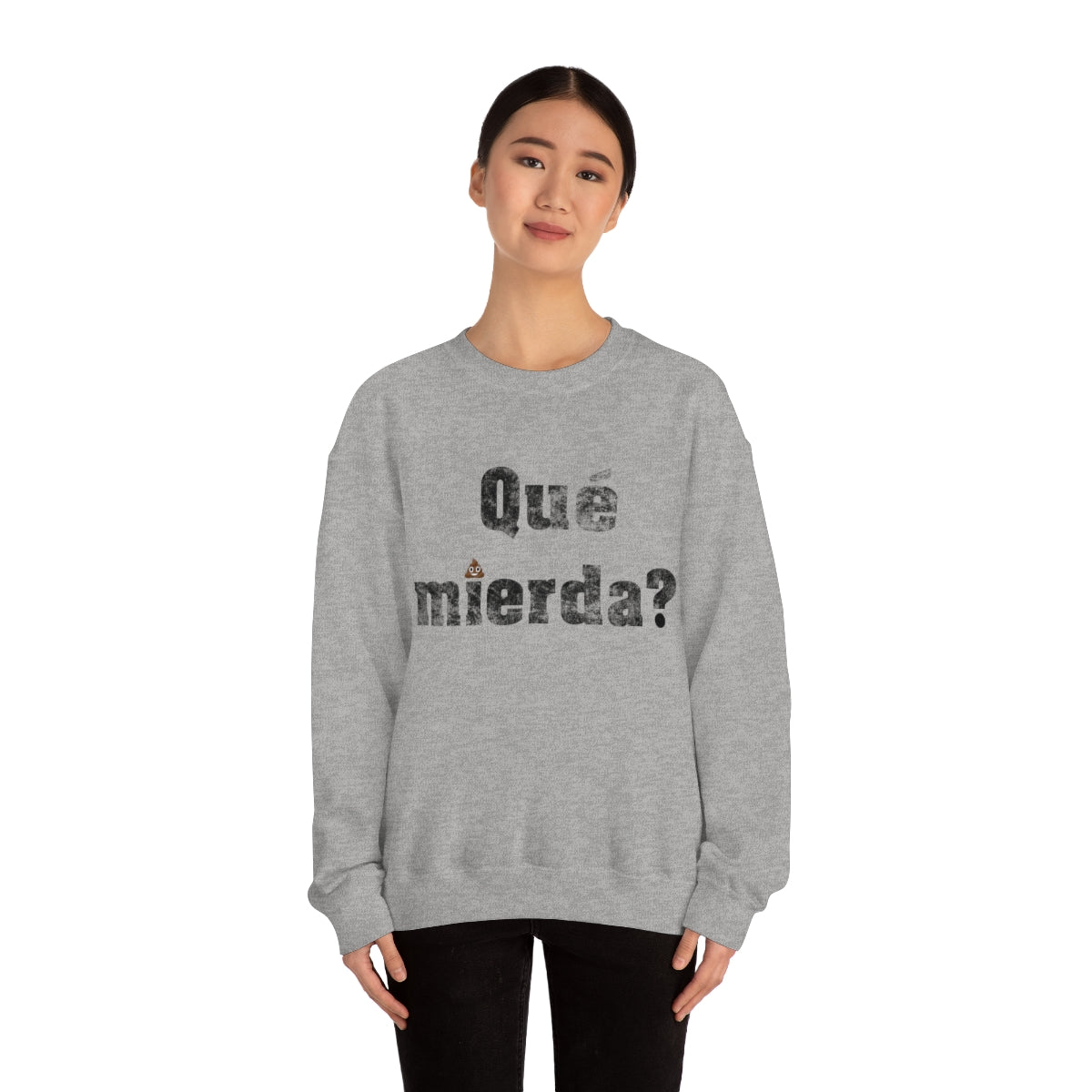 Que Mierda? with smiling poo emoji- Unisex Heavy Blend™ Crewneck SweatBrainStorm Tees